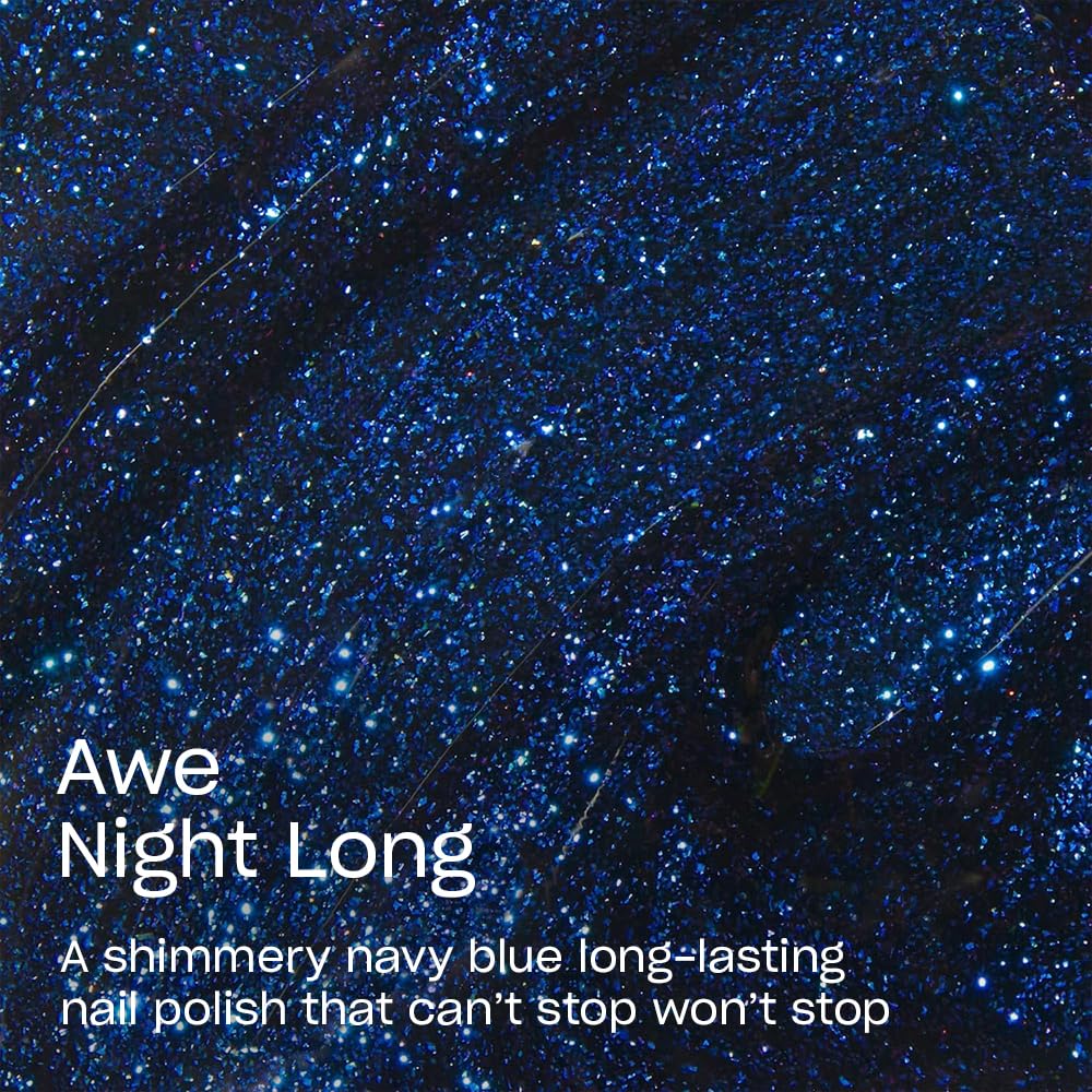OPI Infinite Shine Nail Polish - Awe Night Long - Gel Like & Long Lasting Navy Blue Nail Polish - with Pre-Cured Gel Technology & OPI Pro-Wide Brush (15ml) - New