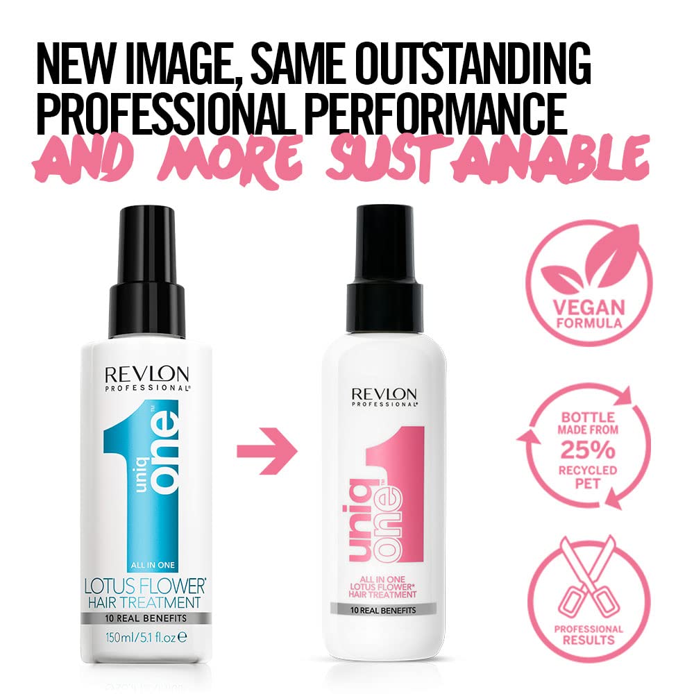 REVLON PROFESSIONAL Uniqone Lotus Hair Treatment, Leave-in Hair Treatment, Moisturizing Hair Treatment, Lotus Flower Fragrance - 150 ml - Damaged Box