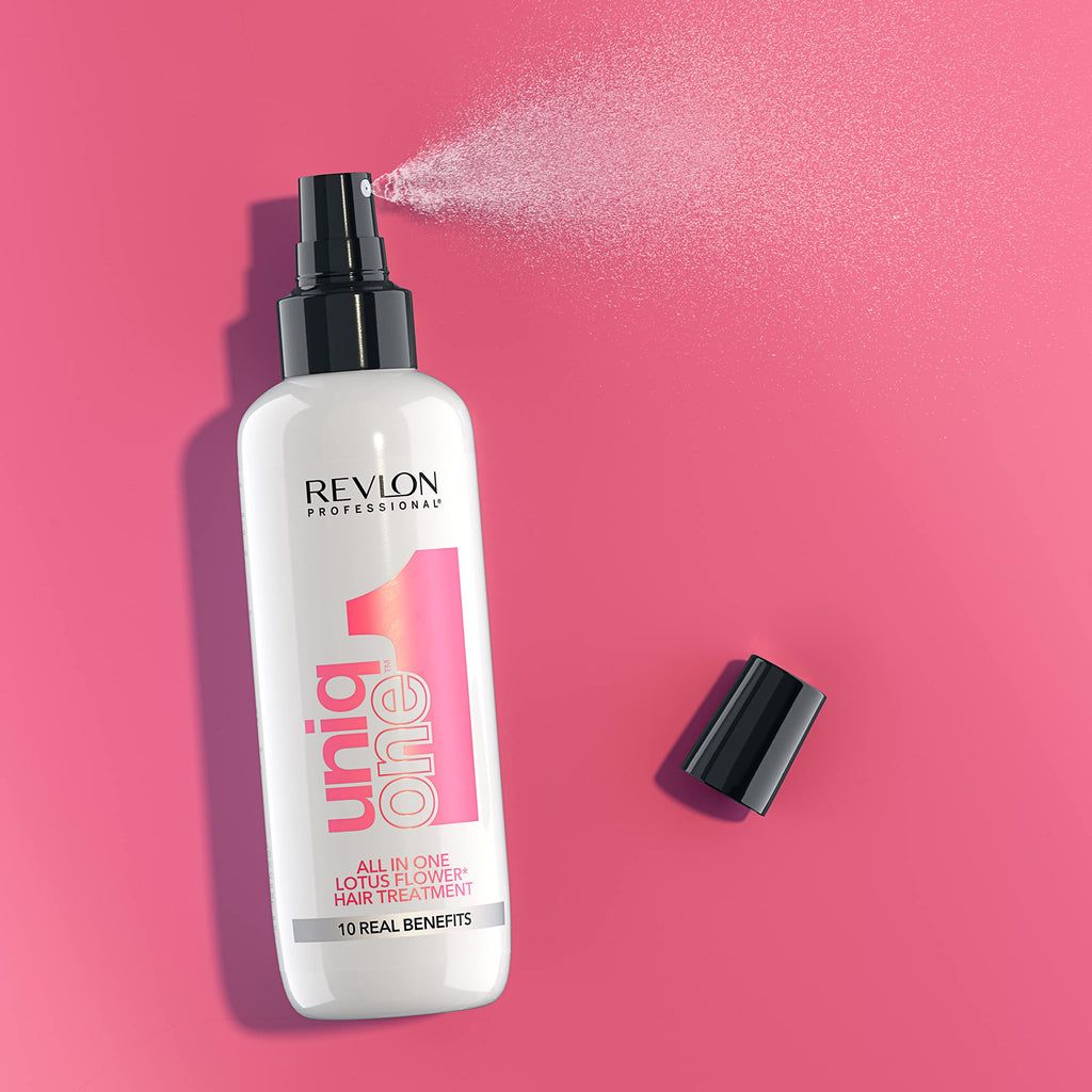 REVLON PROFESSIONAL Uniqone Lotus Hair Treatment, Leave-in Hair Treatment, Moisturizing Hair Treatment, Lotus Flower Fragrance - 150 ml - Damaged Box