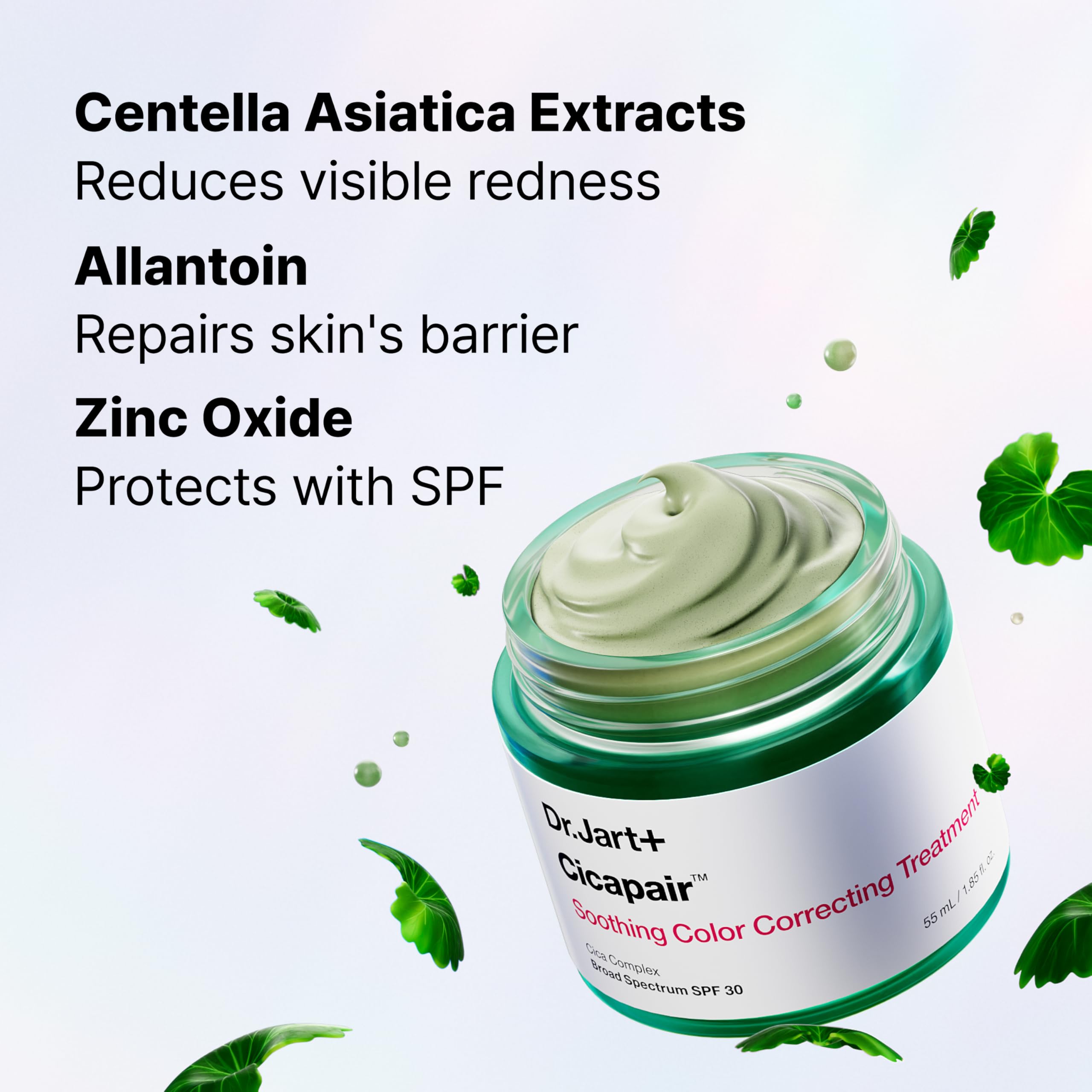 Dr.Jart+ Cicapair Soothing Colour Correcting Treatment SPF 30 with Centella Asiatica Extracts | cc cream | Rosacea Treatment | Korean Skin Care, 55 ml - New - BBE 02/2028