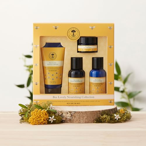 Neal's Yard Remedies | Bee Lovely Nourishing Collection | Set of Hand Cream, Shower Gel, Body Lotion & All Over Balm | Gifts for Women | Pack of 4 - Damaged Box
