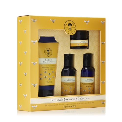 Neal's Yard Remedies | Bee Lovely Nourishing Collection | Set of Hand Cream, Shower Gel, Body Lotion & All Over Balm | Gifts for Women | Pack of 4 - Damaged Box