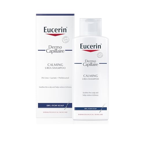 Eucerin DermoCapillaire Calming Urea Shampoo 250ml, Psoriasis and Dermatitis Shampoo for Dry, Itchy Scalp, Fragrance-Free, Moisturising with Urea, Lactate, Paraben- and Silicon-Free - Damaged Box