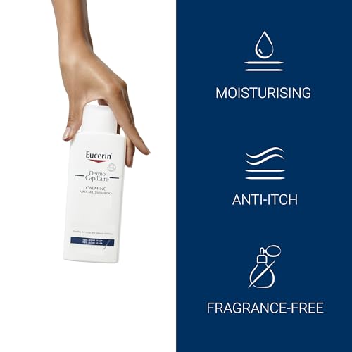 Eucerin DermoCapillaire Calming Urea Shampoo 250ml, Psoriasis and Dermatitis Shampoo for Dry, Itchy Scalp, Fragrance-Free, Moisturising with Urea, Lactate, Paraben- and Silicon-Free - Damaged Box
