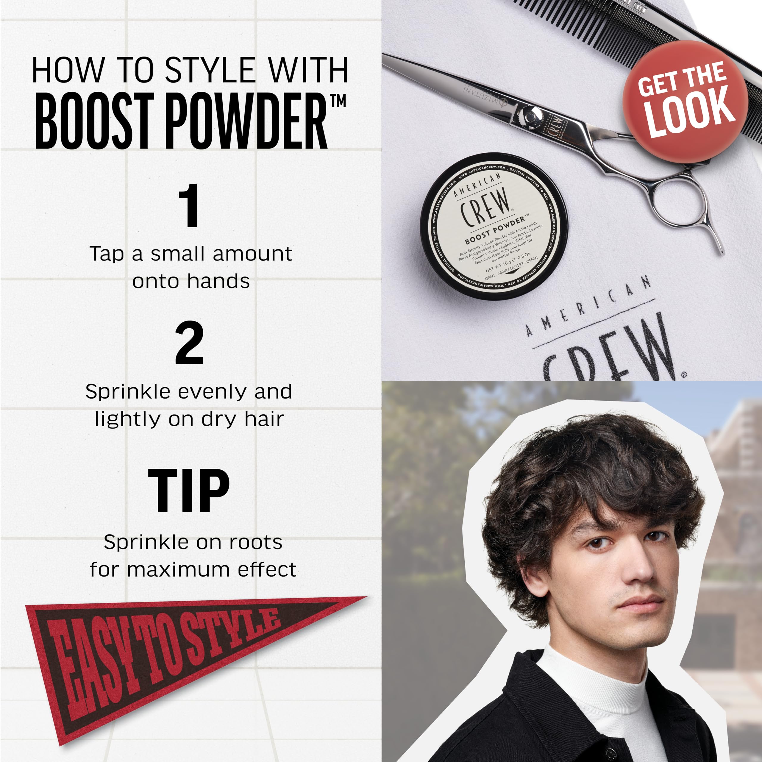 American Crew Volume Boost Hair Powder, Adds Thickness & Lift, Matte Finish, Paraben Free & Water Soluble - 20g - Damaged Box