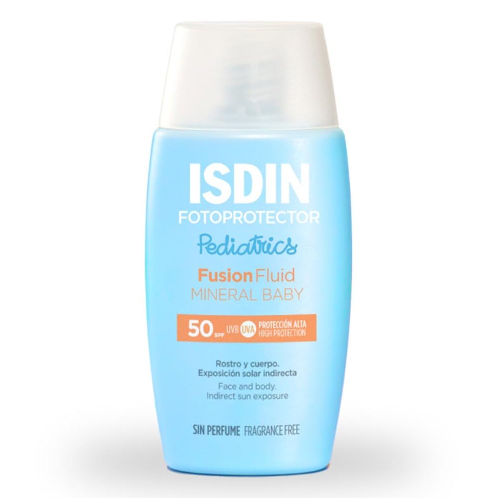 ISDIN Fotoprotector Fusion Fluid Mineral Baby SPF50 (50ml) | 100% mineral sunscreen specially formulated for children and babies' fragile skin - Damaged Box