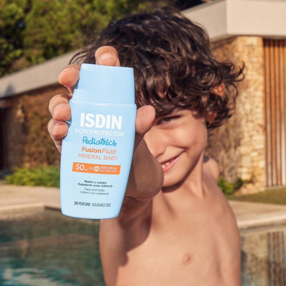 ISDIN Fotoprotector Fusion Fluid Mineral Baby SPF50 (50ml) | 100% mineral sunscreen specially formulated for children and babies' fragile skin - Damaged Box