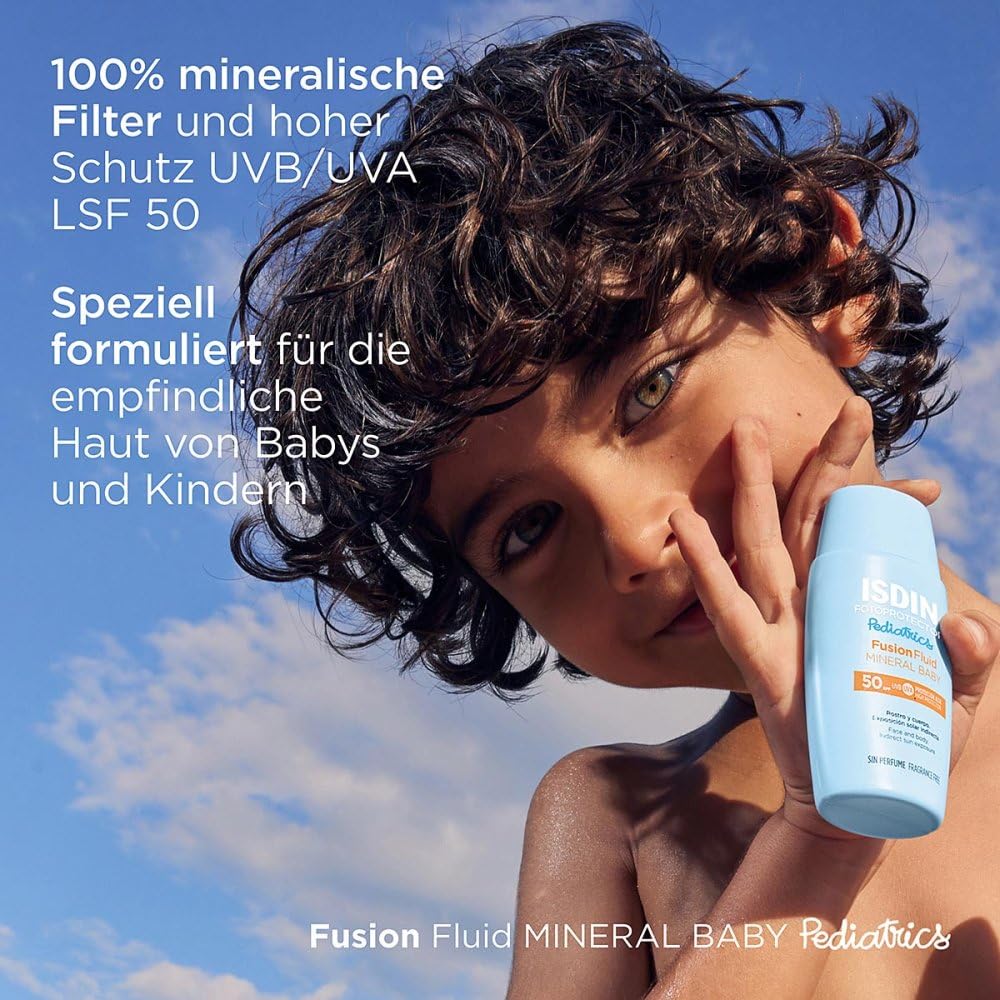 ISDIN Fotoprotector Fusion Fluid Mineral Baby SPF50 (50ml) | 100% mineral sunscreen specially formulated for children and babies' fragile skin - Damaged Box