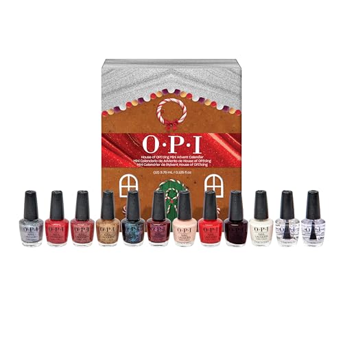 OPI Nail Lacquer Good Enough to Treat Mini Advent Calender - Smudge Resistant & Long-Lasting Nail Polish - with OPI Pro-Wide Brush (12x3.75ml) - Damaged Box