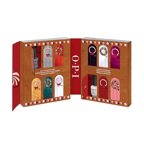 OPI Nail Lacquer Good Enough to Treat Mini Advent Calender - Smudge Resistant & Long-Lasting Nail Polish - with OPI Pro-Wide Brush (12x3.75ml) - Damaged Box