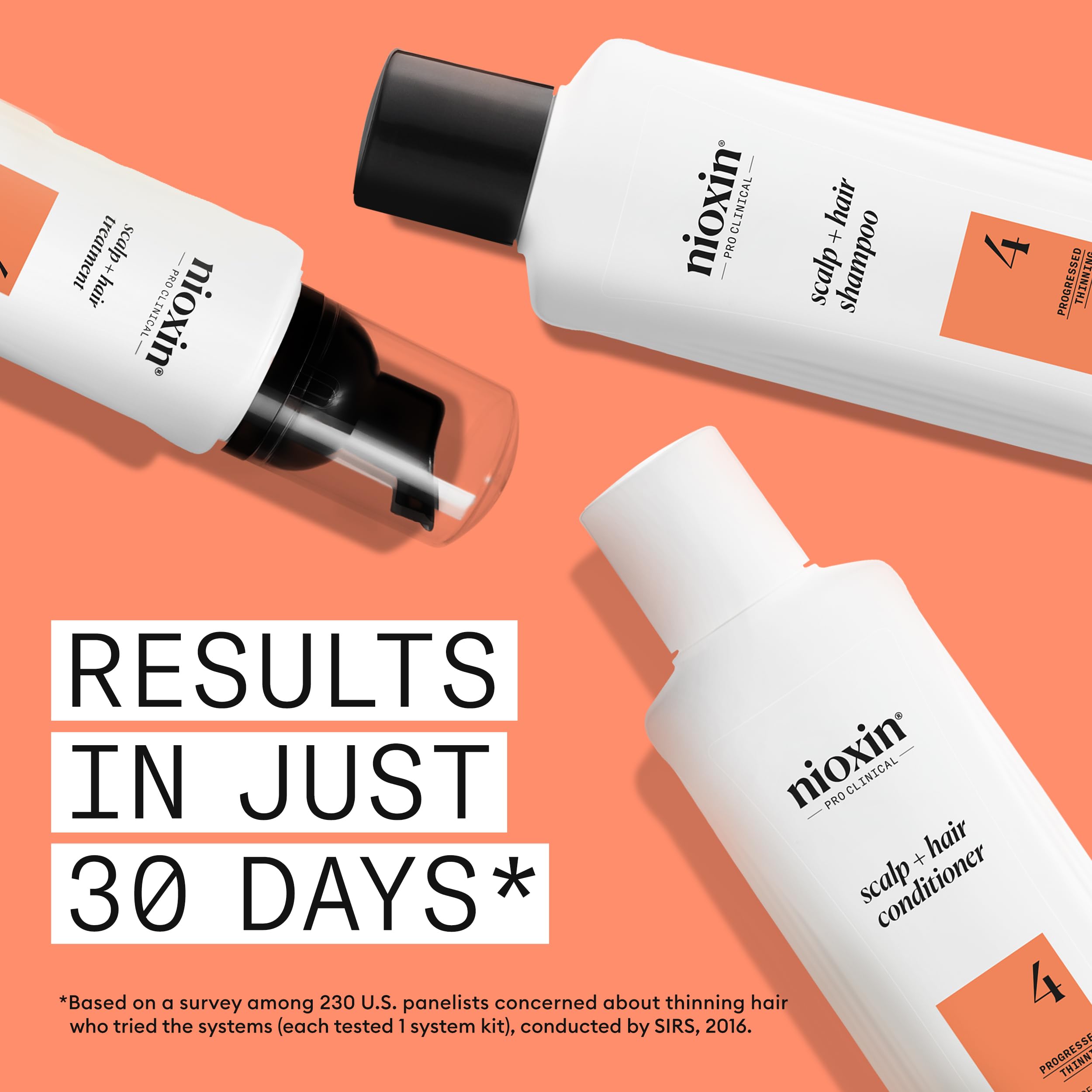 Nioxin Scalp + Hair Thickening System 4 Kit - Hair Treatment System for Coloured Or Dry Damaged Hair with Progressed Thinning - Shampoo, Conditioner & Scalp Treatment (150+150+40ml) - Damaged Box