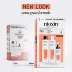 Nioxin Scalp + Hair Thickening System 4 Kit - Hair Treatment System for Coloured Or Dry Damaged Hair with Progressed Thinning - Shampoo, Conditioner & Scalp Treatment (150+150+40ml) - Damaged Box