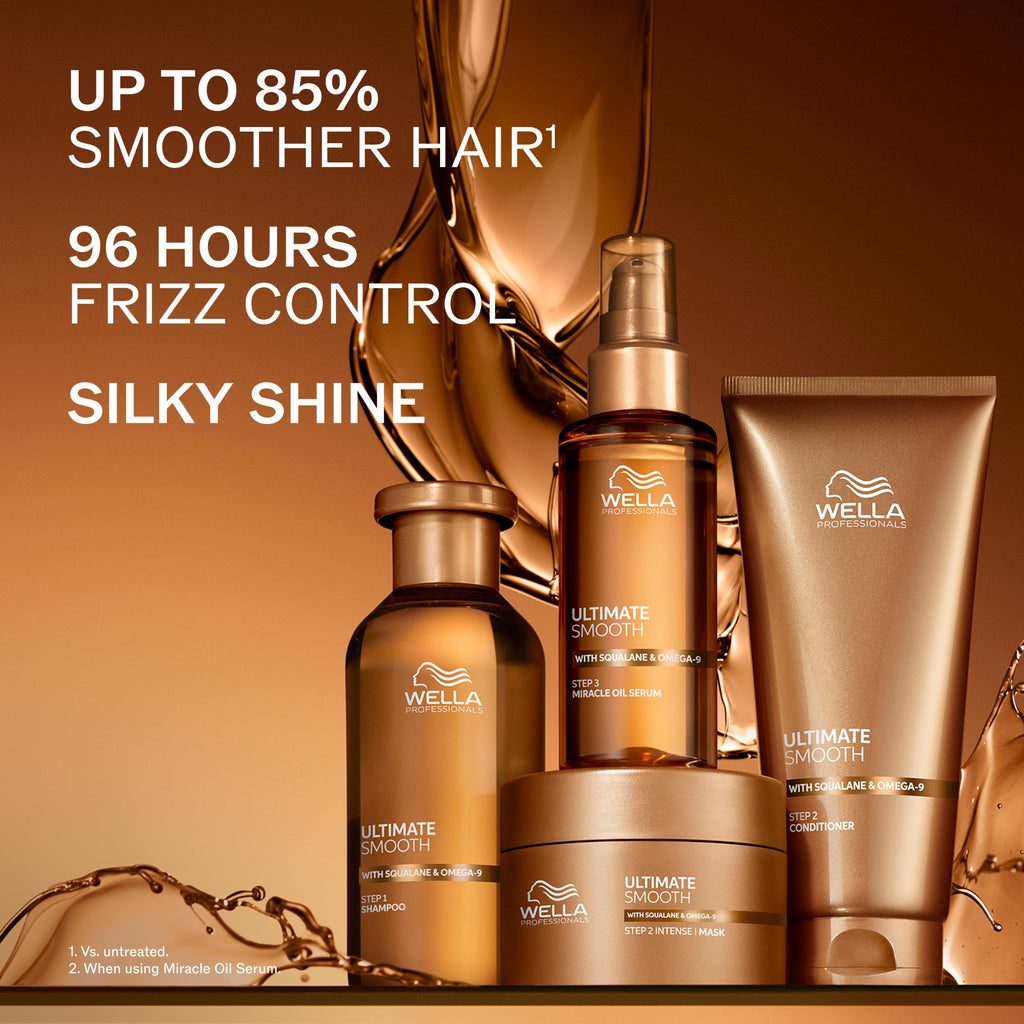 Wella Professionals ULTIMATE SMOOTH Miracle Oil Serum - Hair Oil With Squalane & Omega 9 - For Dry, Dull & Frizzy Hair (100ml) - Damaged Box