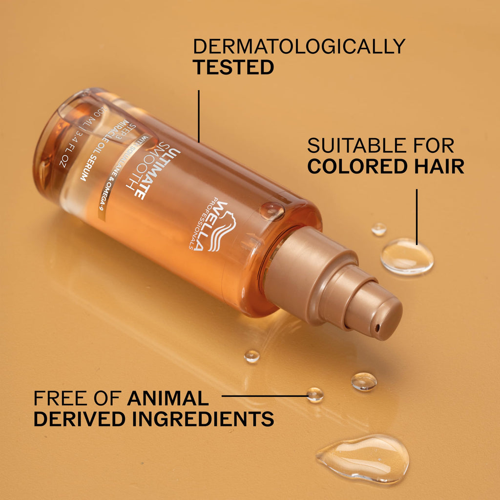 Wella Professionals ULTIMATE SMOOTH Miracle Oil Serum - Hair Oil With Squalane & Omega 9 - For Dry, Dull & Frizzy Hair (100ml) - Damaged Box