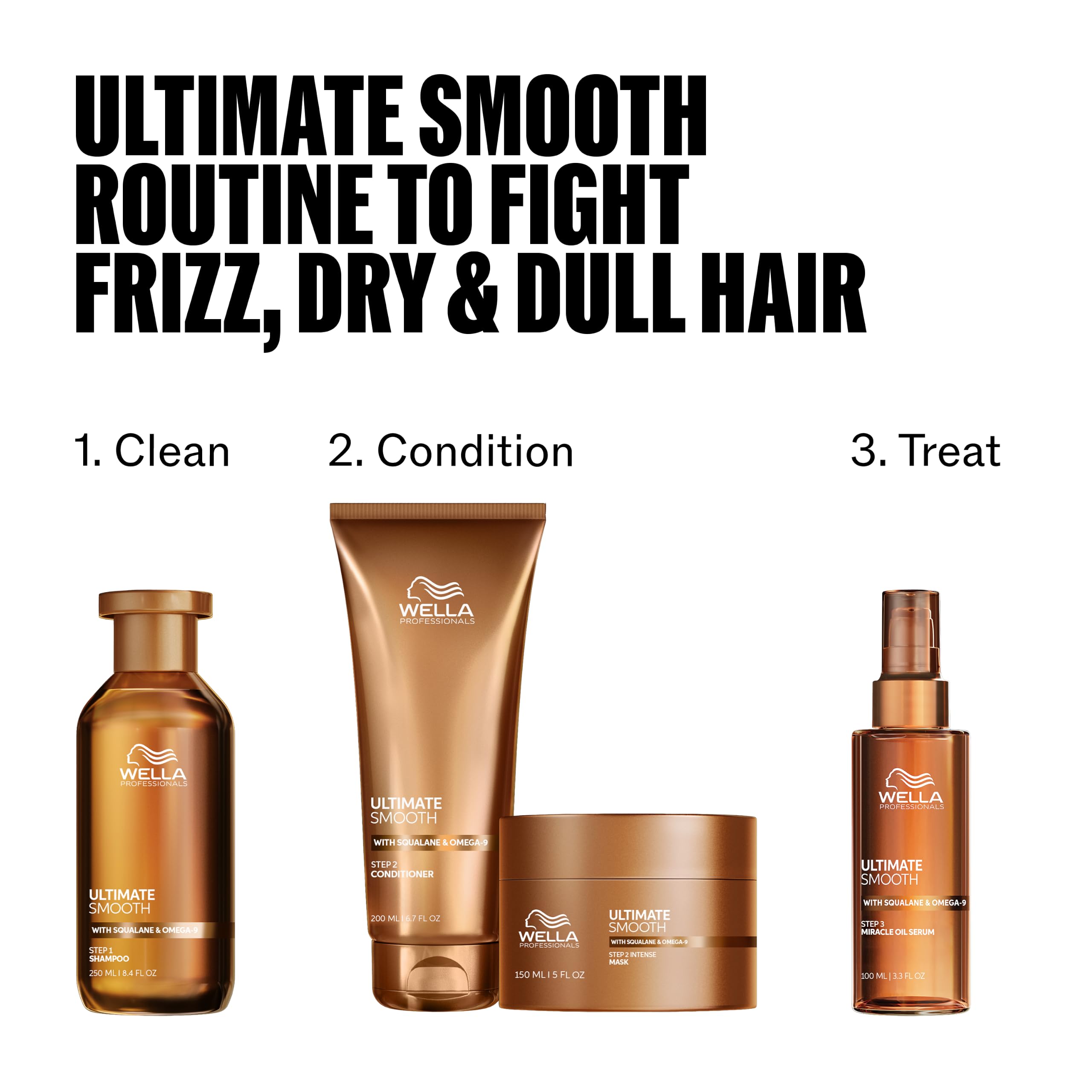 Wella Professionals ULTIMATE SMOOTH Miracle Oil Serum - Hair Oil With Squalane & Omega 9 - For Dry, Dull & Frizzy Hair (100ml) - Damaged Box