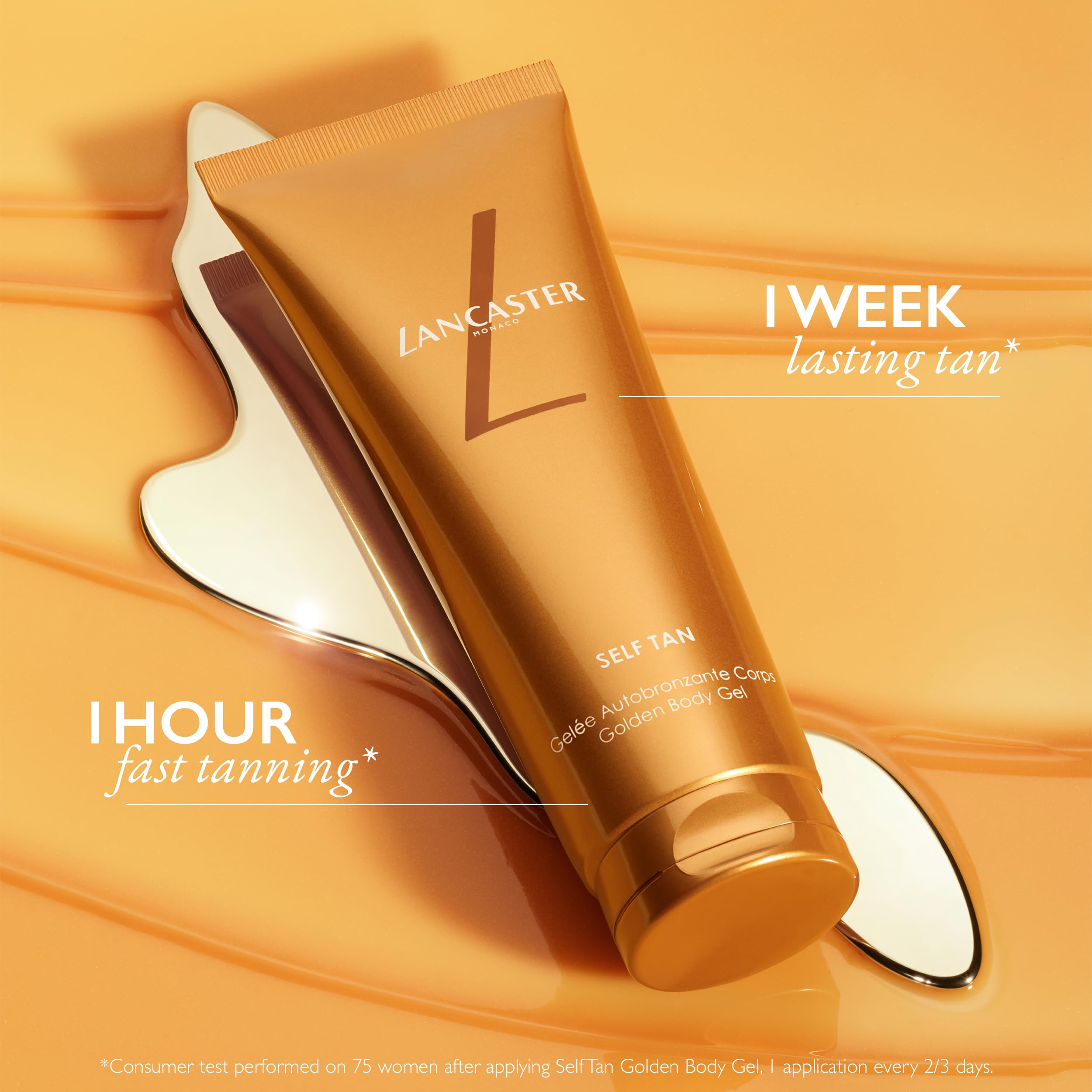 Lancaster Self Tan Golden Body Gel 125ml, Natural Summer Tan, Healthy-Looking Golden Glow, 2-in-1 Perfecting Self Tanner and Body Moisturiser, Easy-to-Spread Formula - Damaged Box