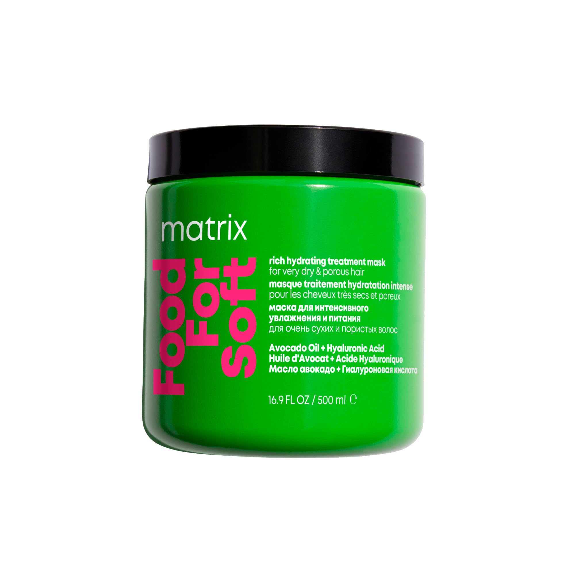 Matrix Food For Soft Rich Hydrating Hair Mask, Intense Moisture Treatment with Avocado Oil and Hyaluronic Acid, 500ml, For Dry, Porous and Brittle Hair - New