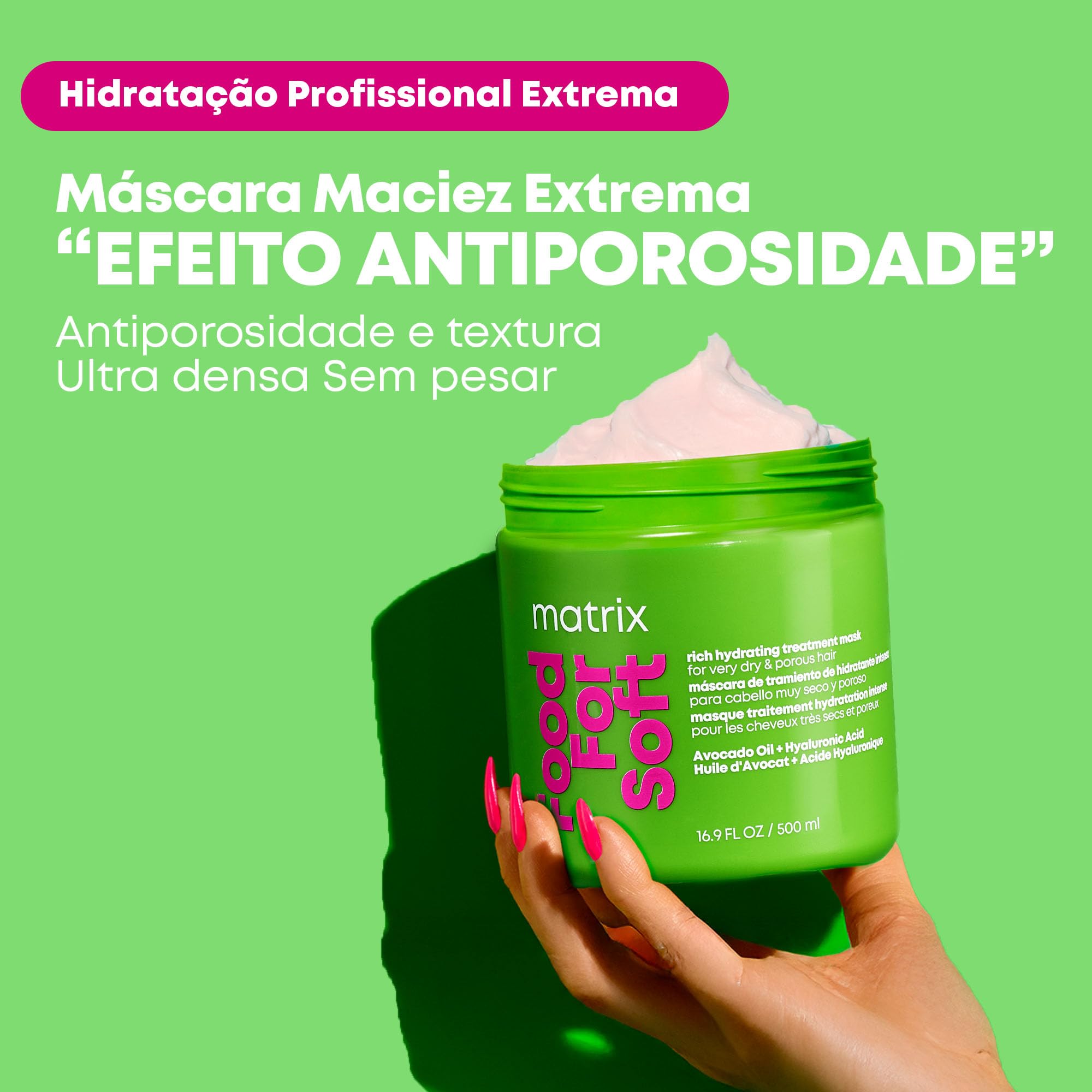 Matrix Food For Soft Rich Hydrating Hair Mask, Intense Moisture Treatment with Avocado Oil and Hyaluronic Acid, 500ml, For Dry, Porous and Brittle Hair - New