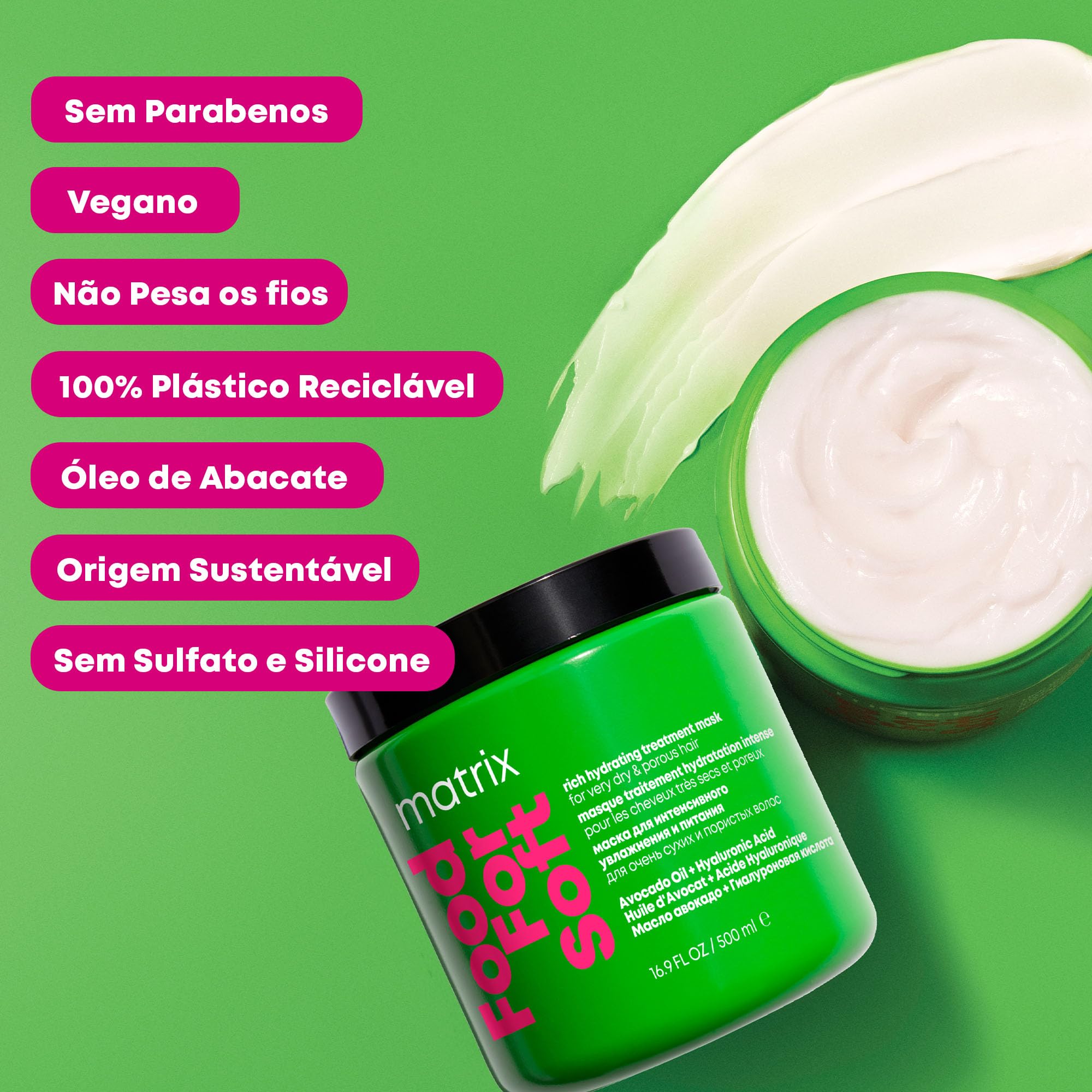 Matrix Food For Soft Rich Hydrating Hair Mask, Intense Moisture Treatment with Avocado Oil and Hyaluronic Acid, 500ml, For Dry, Porous and Brittle Hair - New