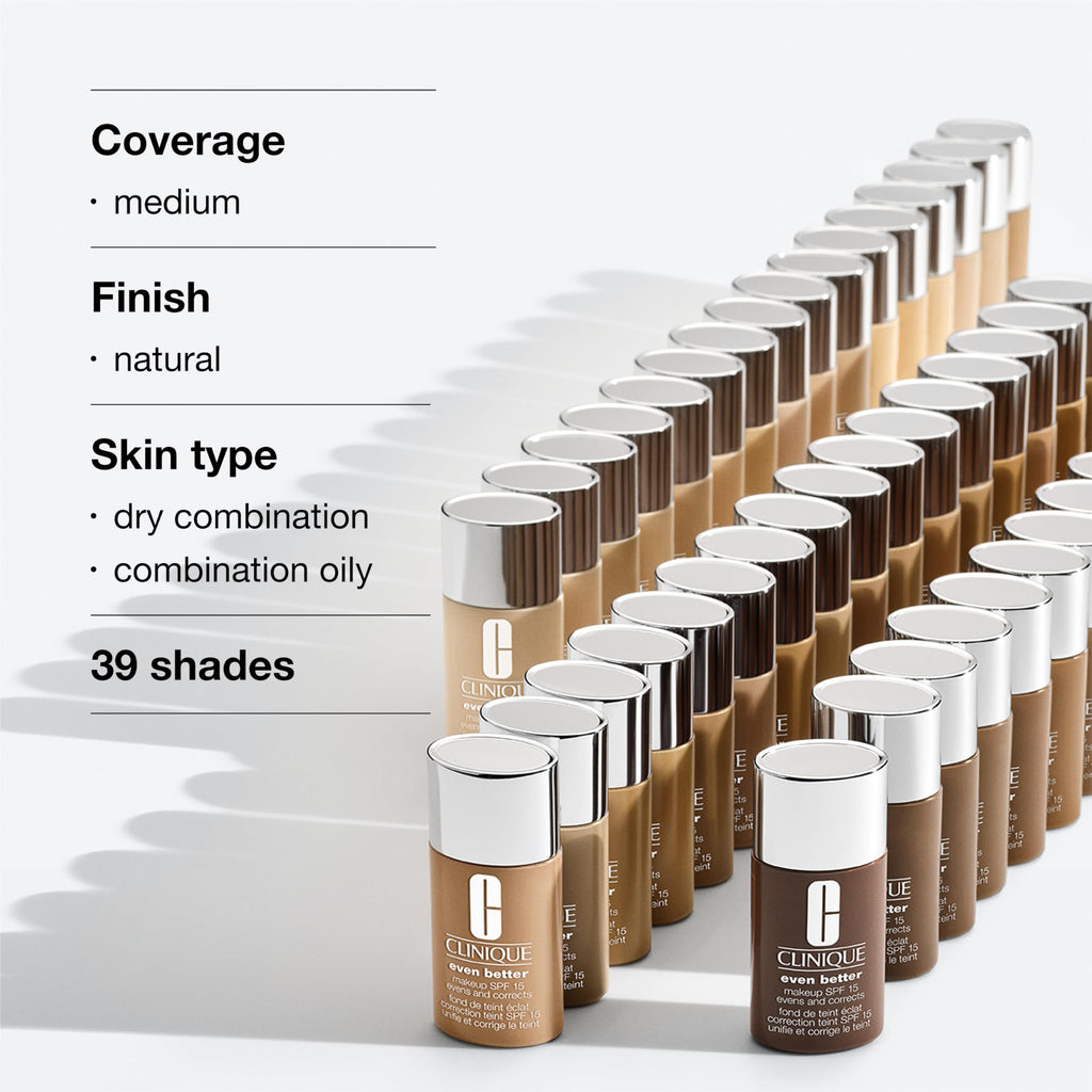 Clinique Even Better Makeup Medium Coverage Foundation Broad WN 30 Biscuit Spectrum SPF 15 | Evens Skin Tone + Reduces The Look Of Dark Spots, 1.01442 fl oz - New