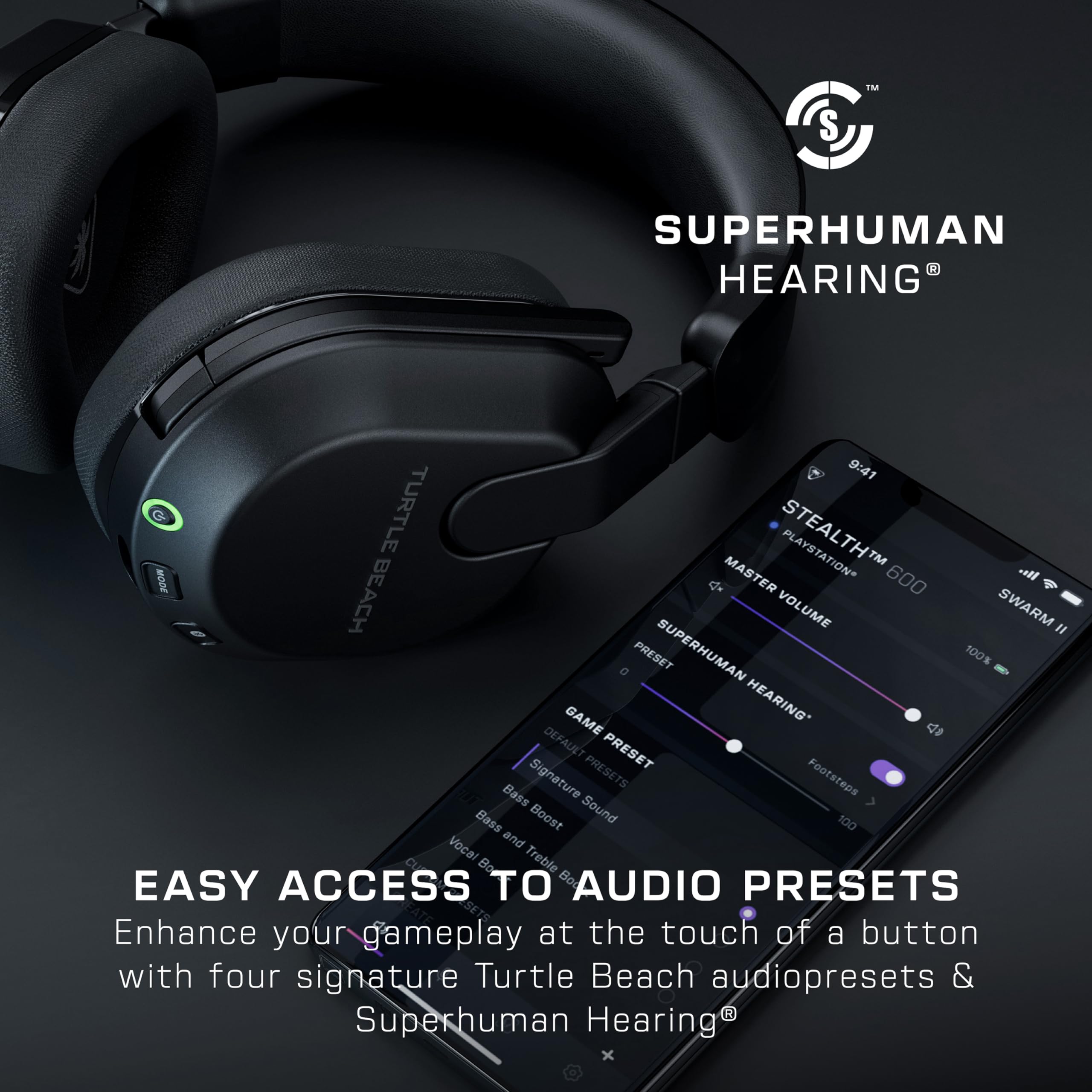 Turtle Beach Stealth 600 Black PC Wireless Gaming Headset with up to 80 hour Battery, 50mm Speakers and Bluetooth for PC, PS5, PS4 and Mobile - New