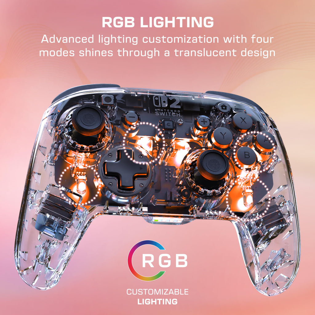 Turtle Beach Afterglow Clear Wireless RGB Gaming Controller. Officially licensed for Nintendo Switch 2 - Damaged Box
