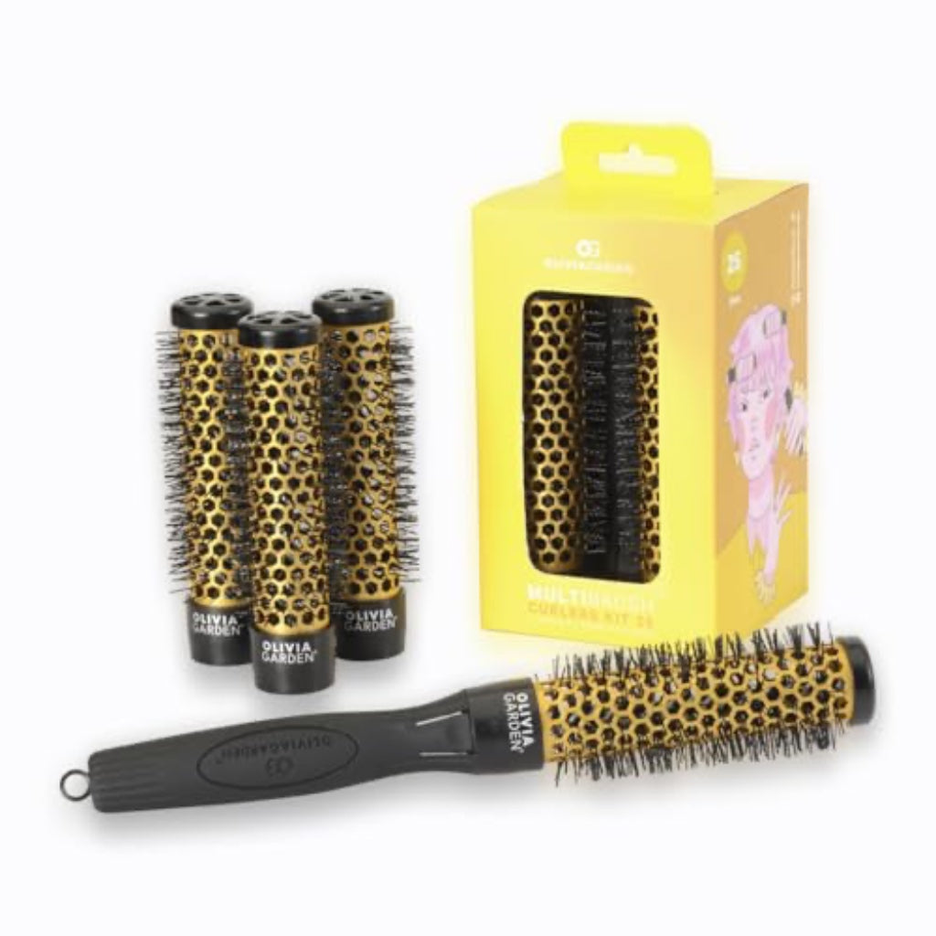 Olivia Garden Multibrush Curlers Kit - Size 25-4 Barrels of the Same Size & 1 Handle - Leave-In Barrels perfect for Curls and Volume - Damaged Box