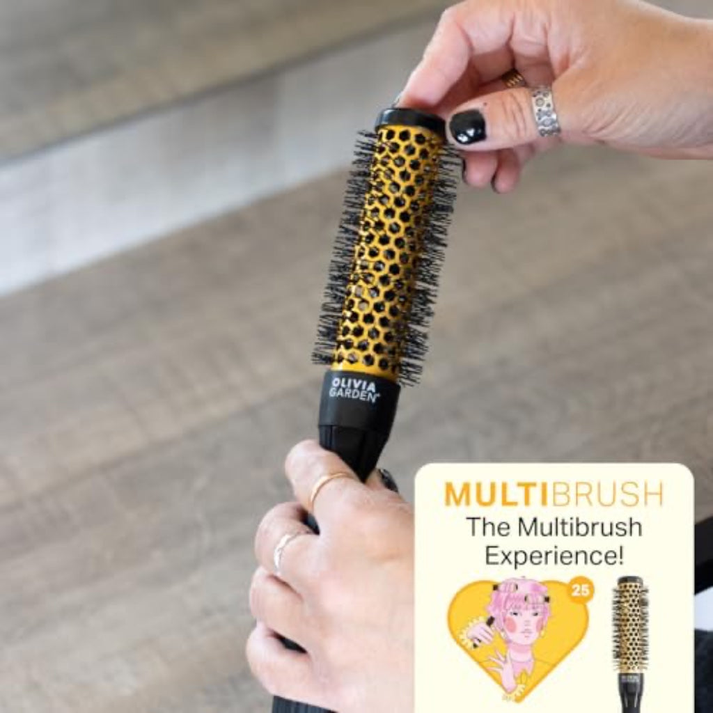 Olivia Garden Multibrush Curlers Kit - Size 25-4 Barrels of the Same Size & 1 Handle - Leave-In Barrels perfect for Curls and Volume - Damaged Box
