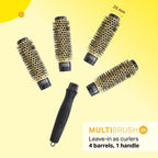 Olivia Garden Multibrush Curlers Kit - Size 25-4 Barrels of the Same Size & 1 Handle - Leave-In Barrels perfect for Curls and Volume - Damaged Box