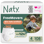 Naty FreeMovers Nappy Pants Size 4 (8-15 kg) - 108 Count Eco-Friendly Baby Diapers - New