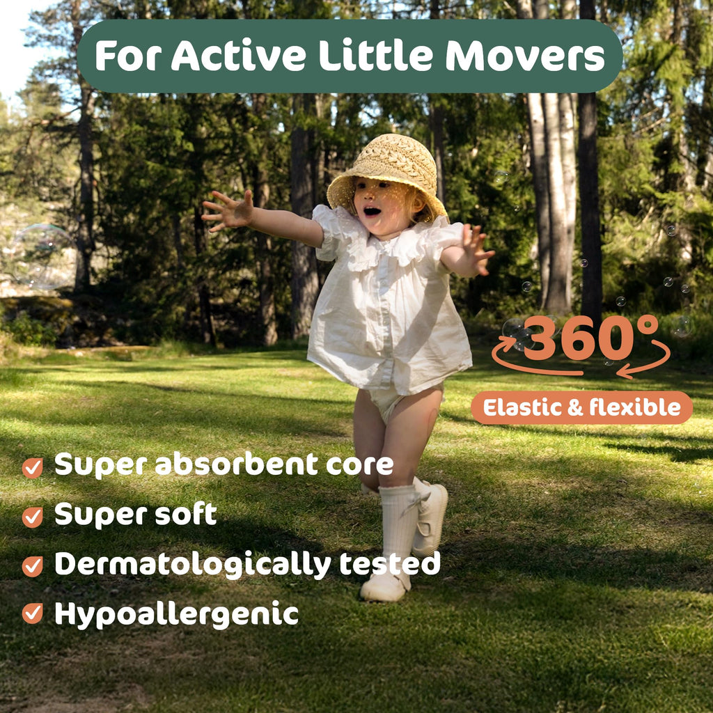 Naty FreeMovers Nappy Pants Size 4 (8-15 kg) - 108 Count Eco-Friendly Baby Diapers - New