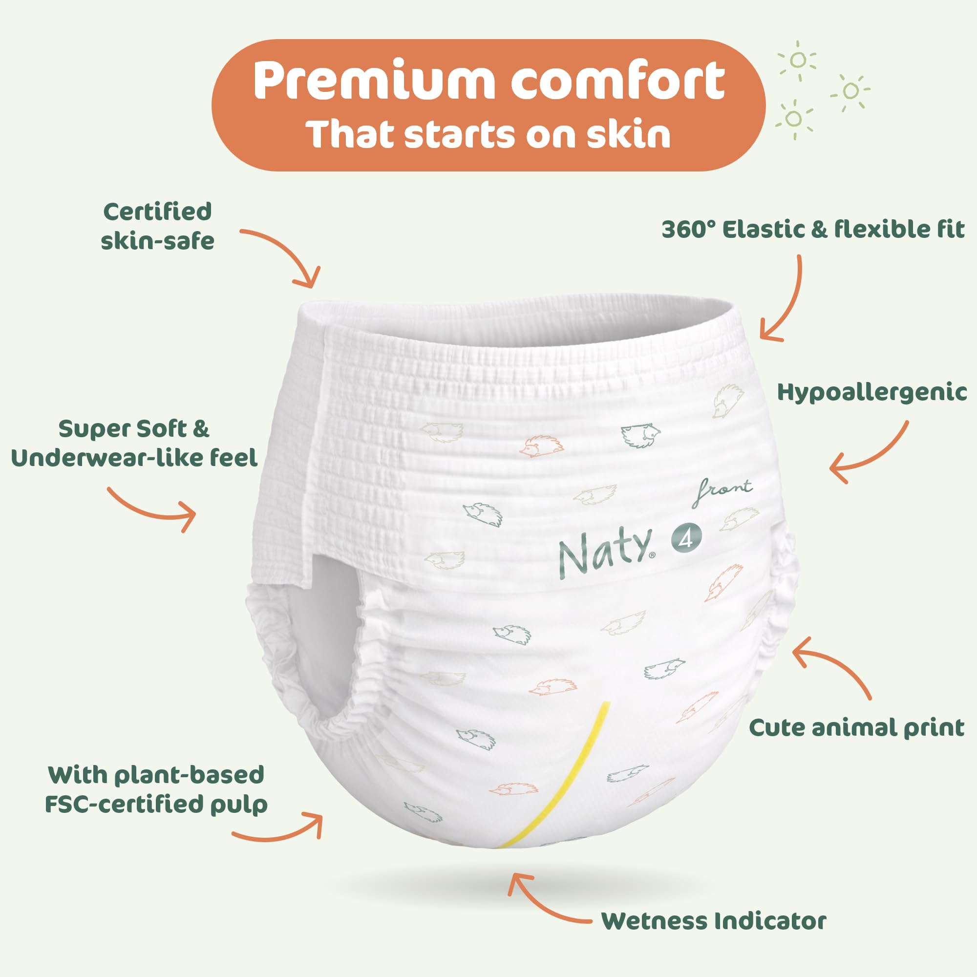 Naty FreeMovers Nappy Pants Size 4 (8-15 kg) - 108 Count Eco-Friendly Baby Diapers - New