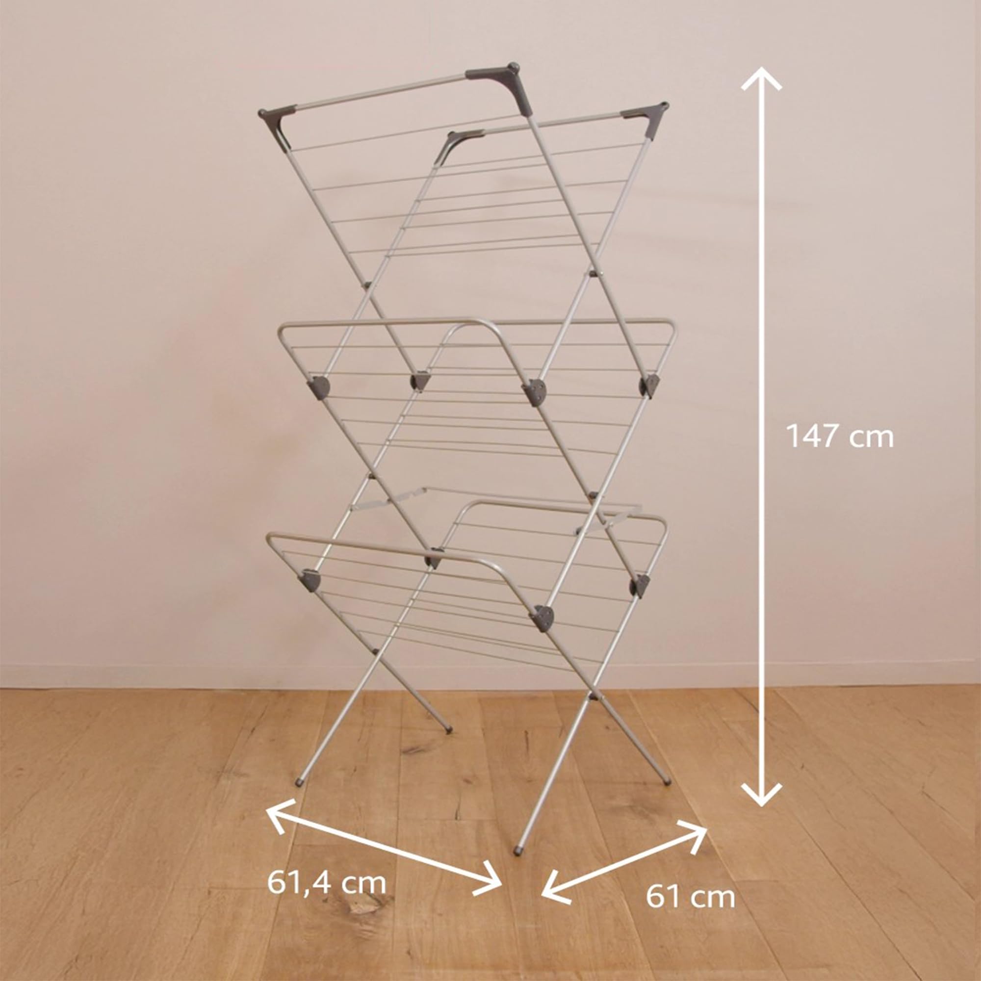 Vileda Sprint 3 Tier Clothes Airer - 20m Drying Space - Foldable Washing Line Rack - Damaged Box