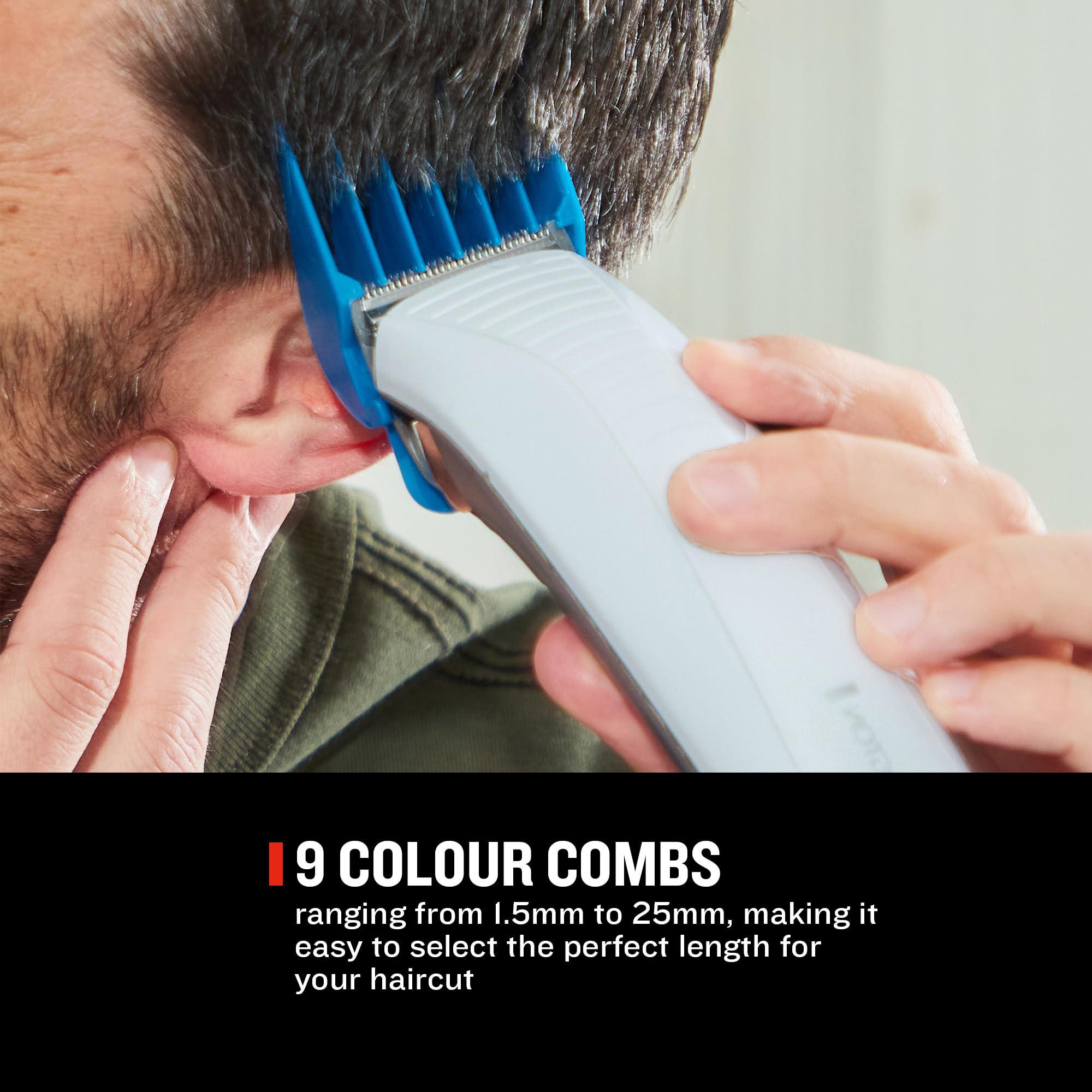 Remington Colour Cut Hair Clippers Kit - Corded, Self-Sharpening Blades, 9 Colour Coded Combs HC5035 - New