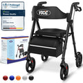 VOCIC Rollator Walker with Seat, Brakes, Bag - Foldable, Adjustable Height, Lightweight, 8'' Wheels, Black - Like New
