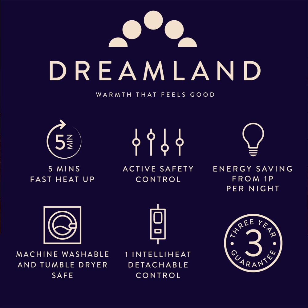 Dreamland Cosy Dreamer Electric Blanket - Double Heated Underblanket, Italian Cotton, Intelliheat, 150x137cm - Good