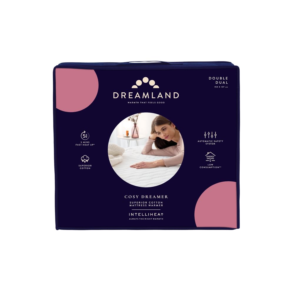 Dreamland Cosy Dreamer Electric Blanket - Double Heated Underblanket, Italian Cotton, Intelliheat, 150x137cm - Good
