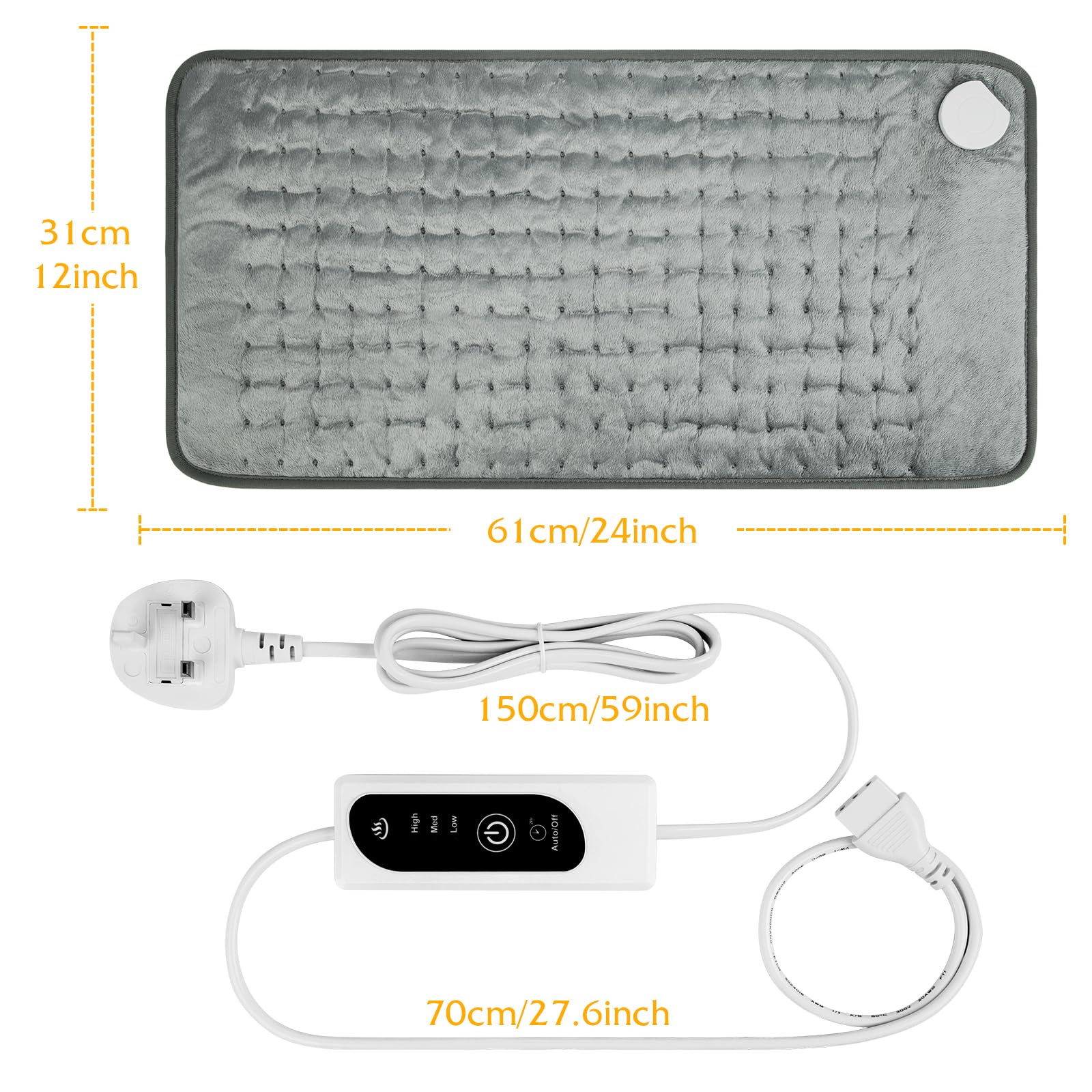 DIZA100 Electric Heating Pad - Auto Shut Off, Fast Heating, Machine Washable Soft Flannel Heat Pad for Body Relaxation - Damaged Box