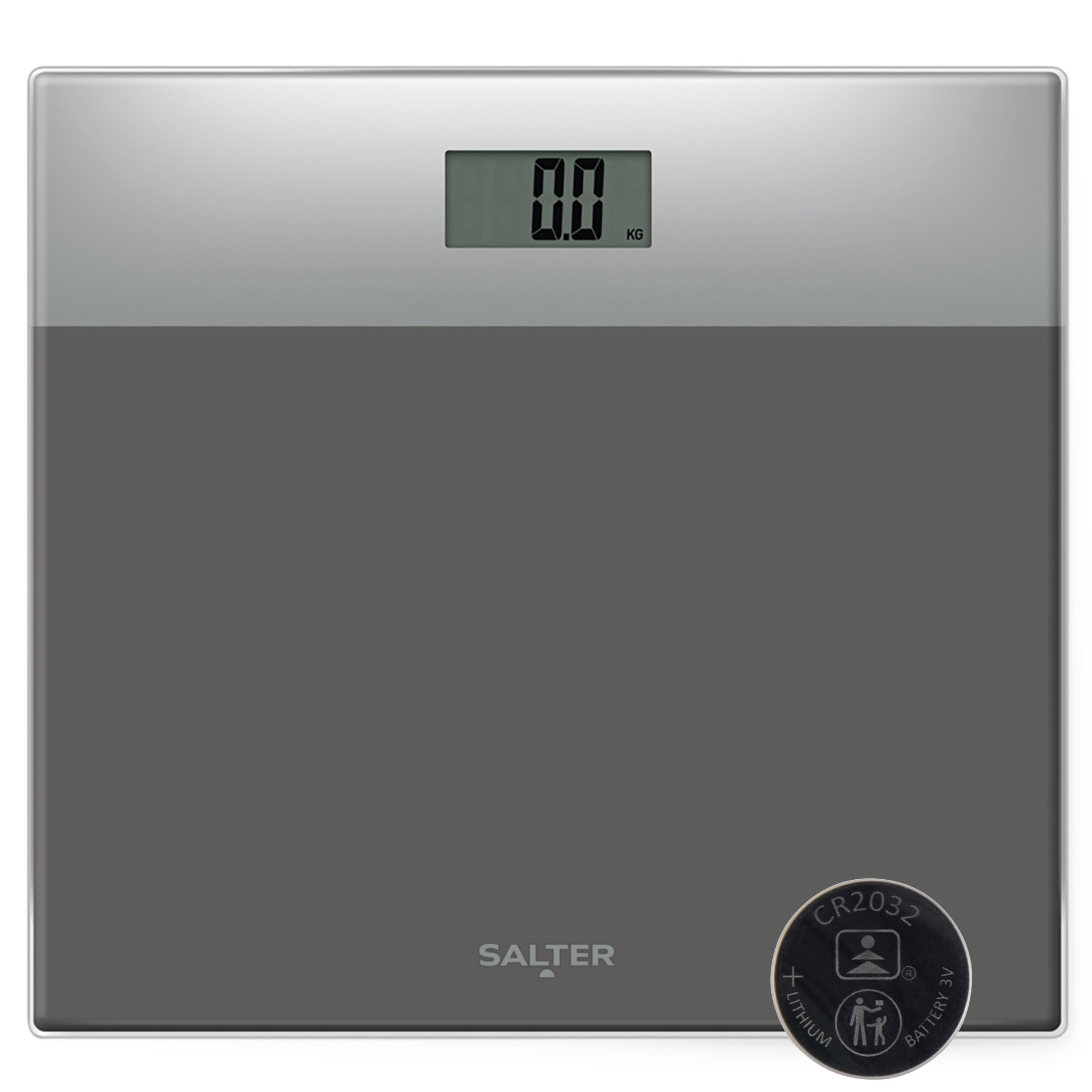 Salter Digital Bathroom Scale - Easy Read LCD, 180kg/28st, Step-On, Silver/Grey, Body Weight, Health & Beauty - Damaged Box