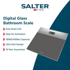 Salter Digital Bathroom Scale - Easy Read LCD, 180kg/28st, Step-On, Silver/Grey, Body Weight, Health & Beauty - Damaged Box