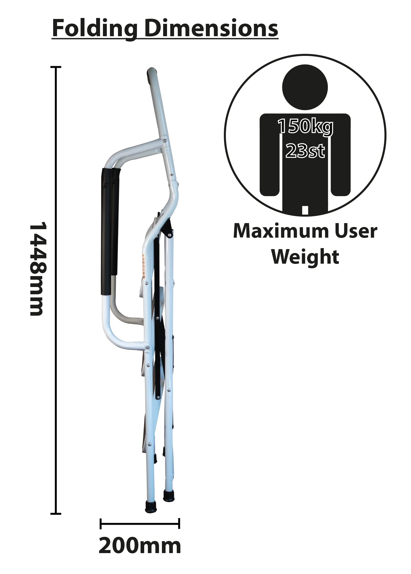 Aidapt 3-Step Stool with Handrail - Non-Slip Wide Pedals, Folding Design, Durable Steel Frame for Home & Office - Damaged Box