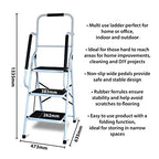 Aidapt 3-Step Stool with Handrail - Non-Slip Wide Pedals, Folding Design, Durable Steel Frame for Home & Office - Damaged Box