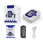 GPZON Digital Blood Pressure Monitor - Large Cuff 22-40cm, Irregular Heartbeat Detection, Pulse Rate, 2x120 Memory, Blue - Damaged Box
