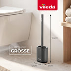 Vileda Silicone Toilet Brush with Flex Head, Stainless Steel Handle - 2-in-1 Cleaning Zones, Hygienic, Grey Toilet Brush & Holder Set - Very Good