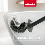 Vileda Silicone Toilet Brush with Flex Head, Stainless Steel Handle - 2-in-1 Cleaning Zones, Hygienic, Grey Toilet Brush & Holder Set - Very Good