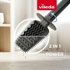 Vileda Silicone Toilet Brush with Flex Head, Stainless Steel Handle - 2-in-1 Cleaning Zones, Hygienic, Grey Toilet Brush & Holder Set - Very Good