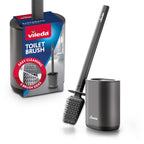 Vileda Silicone Toilet Brush with Flex Head, Stainless Steel Handle - 2-in-1 Cleaning Zones, Hygienic, Grey Toilet Brush & Holder Set - Very Good