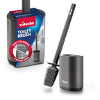 Vileda Silicone Toilet Brush with Flex Head, Stainless Steel Handle - 2-in-1 Cleaning Zones, Hygienic, Grey Toilet Brush & Holder Set - Very Good
