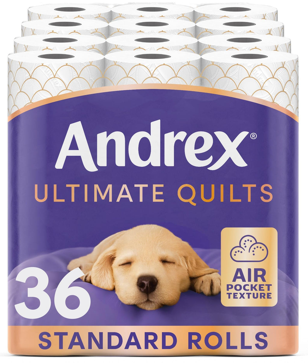 Andrex Ultimate Quilt Toilet Roll - 36 Rolls, 3-Ply, Bulk Pack, Soft Thick Sheets, FSC Certified Toilet Paper - New