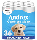 Andrex Complete Clean Toilet Roll - 36 Rolls - 3-Ply - Bulk Pack - FSC Certified Toilet Paper - New